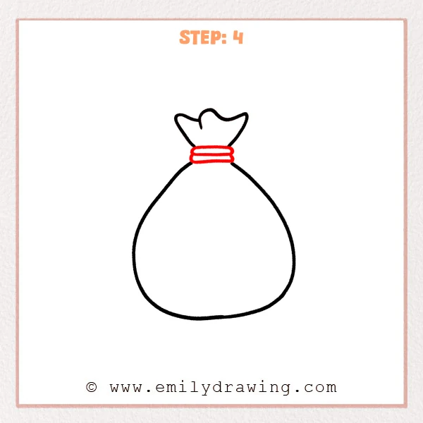 how to draw a money bag - Step 4